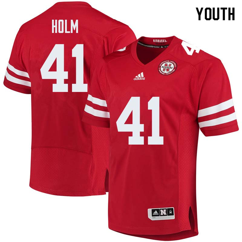 Youth #41 Justin Holm Nebraska Cornhuskers College Football Jerseys Sale-Red